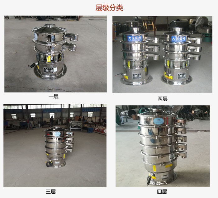 小型不銹鋼振動(dòng)篩層級(jí)展示：一層，兩層，三層，四層等。