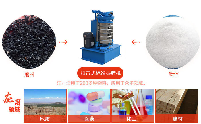 拍擊篩適用于多種物料顆粒狀，粉狀，不規(guī)則物料的篩分。